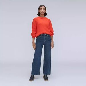 everlane the way-high sailor jean in dark blue wash regular length